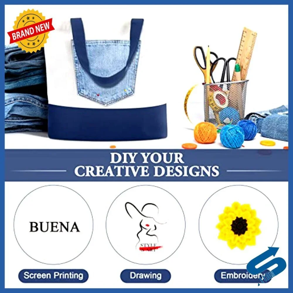 Canvas Tote Bags Set Large Cotton Grocery Kitchen Storage Reusable